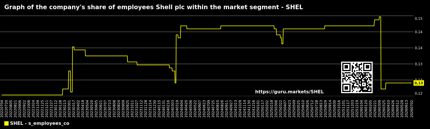 Graph of the company's share of employees Shell plc within the market segment - SHEL